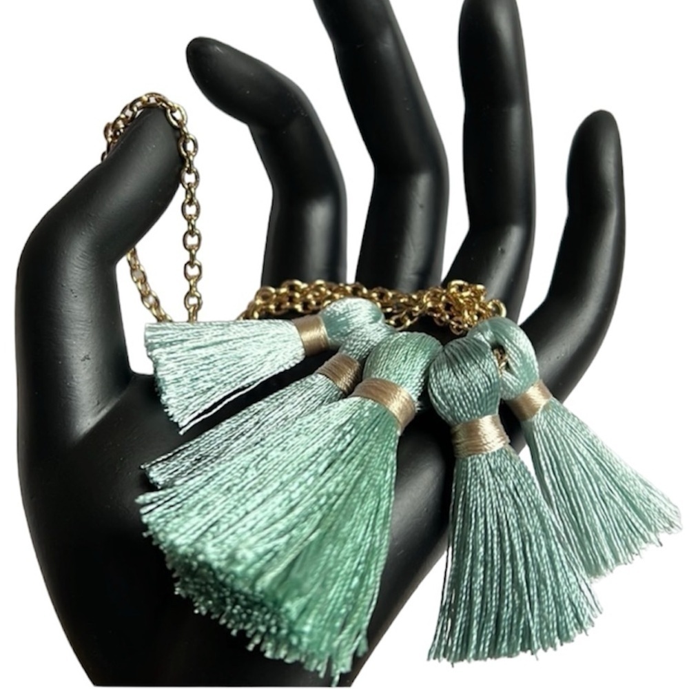 NWT Miss Ivory Pearl Tassel Necklace Golf Turquoise